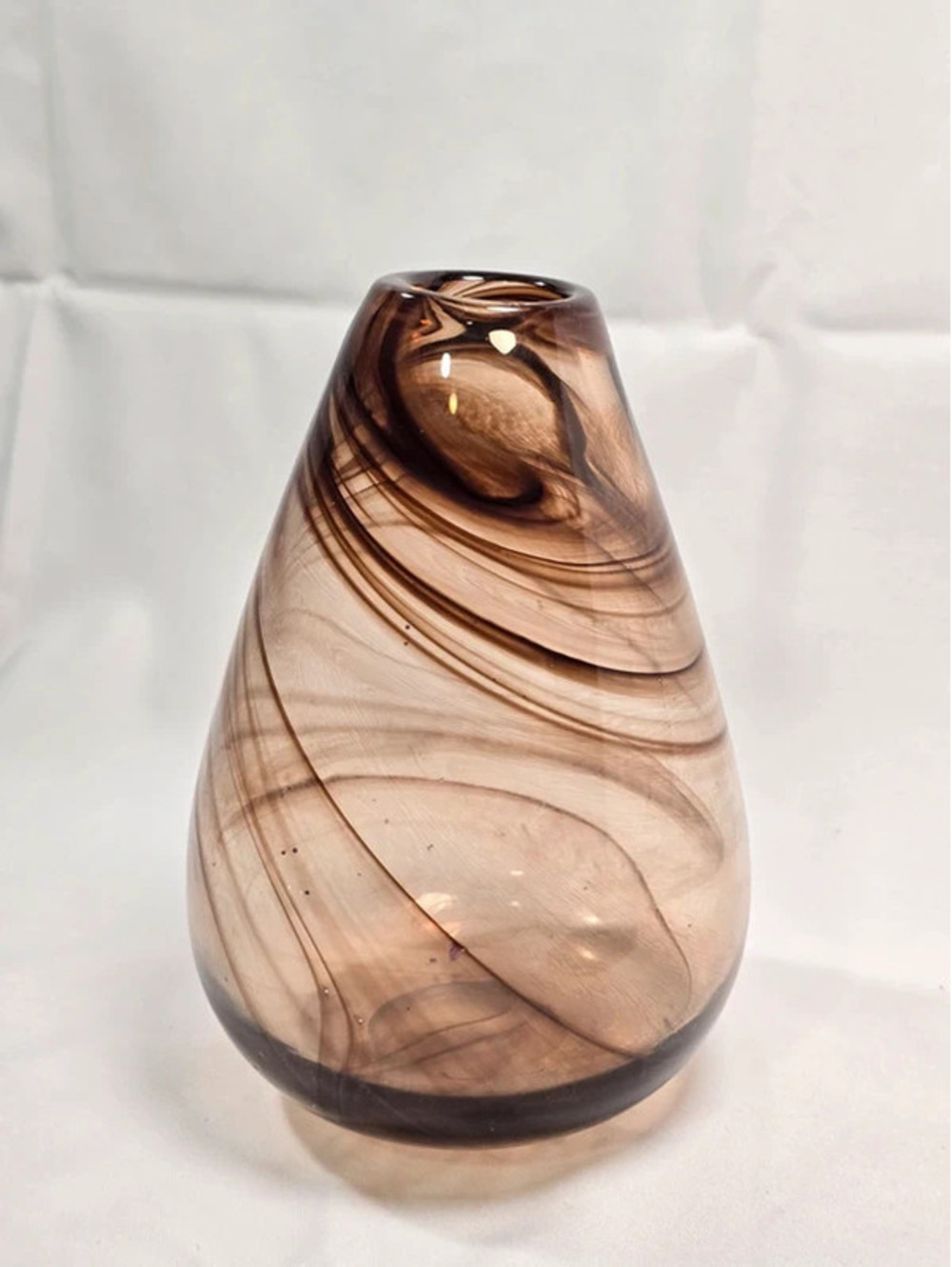 Brown Swirl Art Glass Vase Smoky Hand Blown Style Modern Decor
